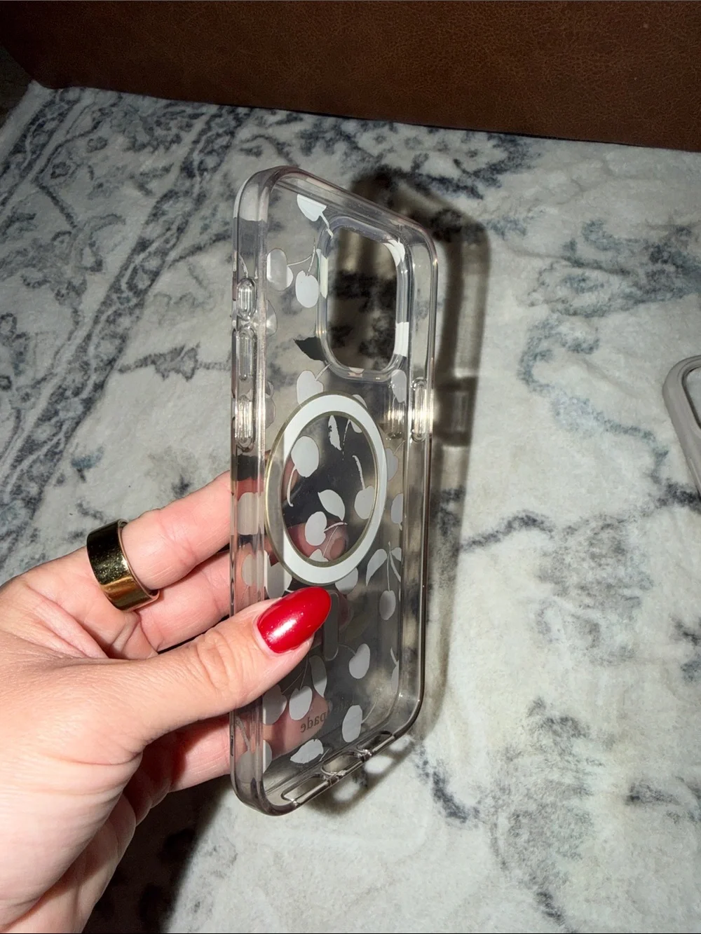 kate spade Clear Cherry Print iPhone 15 Pro Max Case - Red & Green